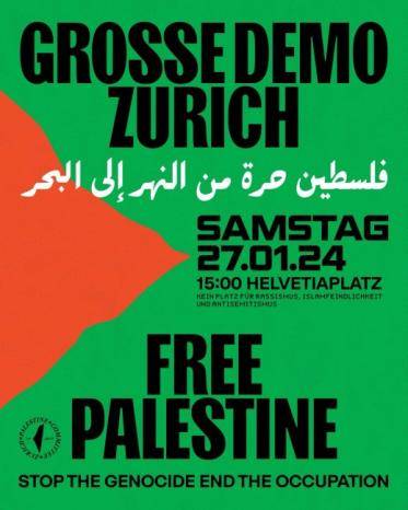 مؤسسات وحراكات مناصرة لفلسطين تنظم مظاهرة حاشدة في سويسرا للمطالبة بوقف حرب الإبادة بغزة