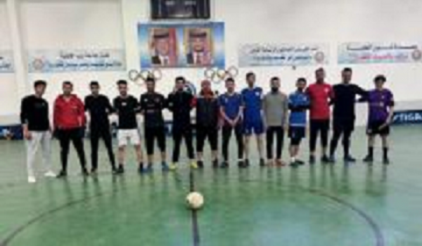 مباراة في خماسيات كرة القدم في جامعة إربد الأهلية بمناسبة اليوبيل الفضي وذكرى معركة الكرامة ويوم الأم