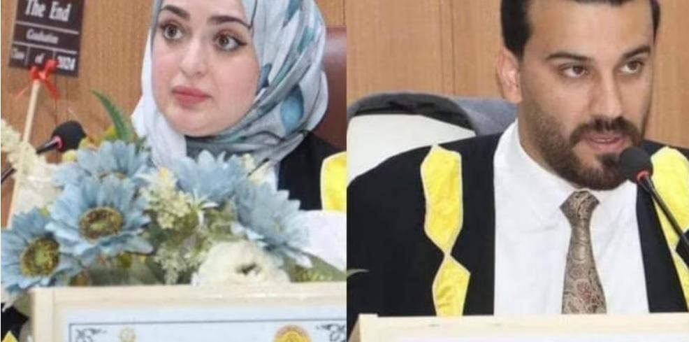 محمد وزوجته يناقشان «الماجستير في الإعلام» في يوم واحد بالعراق