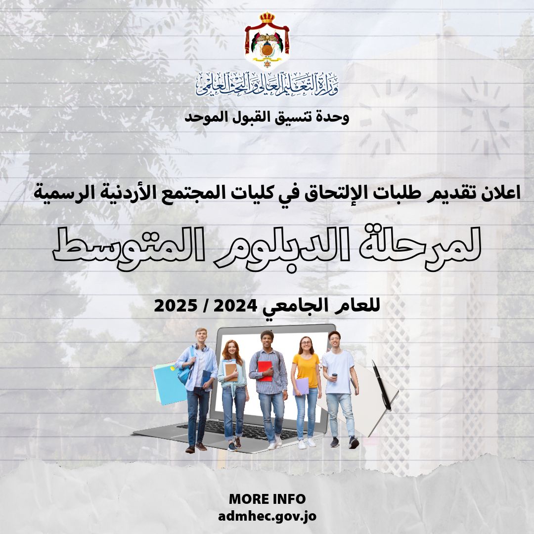 بدء طلبات الالتحاق بكليات المجتمع الرسمية لمرحلة الدبلوم المتوسط