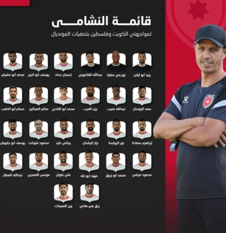 إعلان قائمة النشامى لمواجهتي الكويت وفلسطين بتصفيات كأس العالم