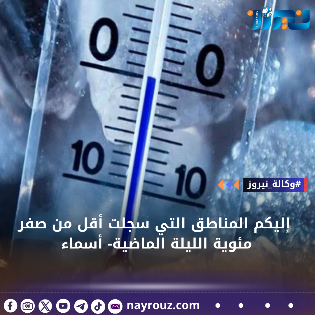 إليكم المناطق التي سجلت أقل من صفر مئوية الليلة الماضية أسماء