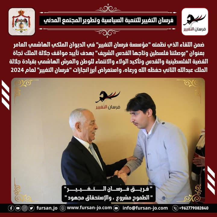 داود حميدان: تمثيل الزرقاء في الديوان الهاشمي شرف عظيم ودور فرسان التغيير مؤثر في المجتمع