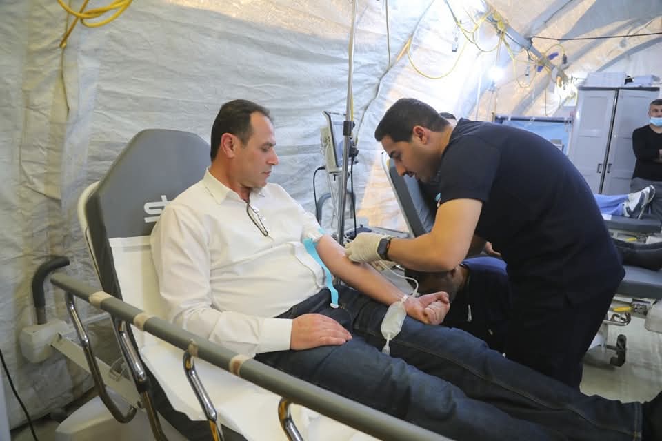 المستشفى الميداني الأردني جنوب غزة5 ينظم حملة للتبرع بالدم