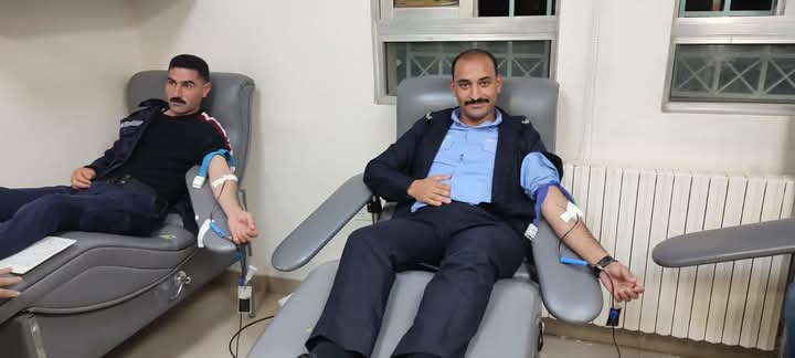 مرتبات شرطة معان تلبي نداء التبرع بالدم لحالة طارئة في مستشفى معان الحكومي