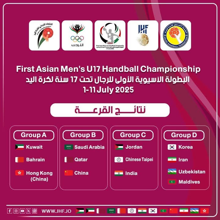 منتخب اليد في المجموعة الثالثة ببطولة آسيا للناشئين