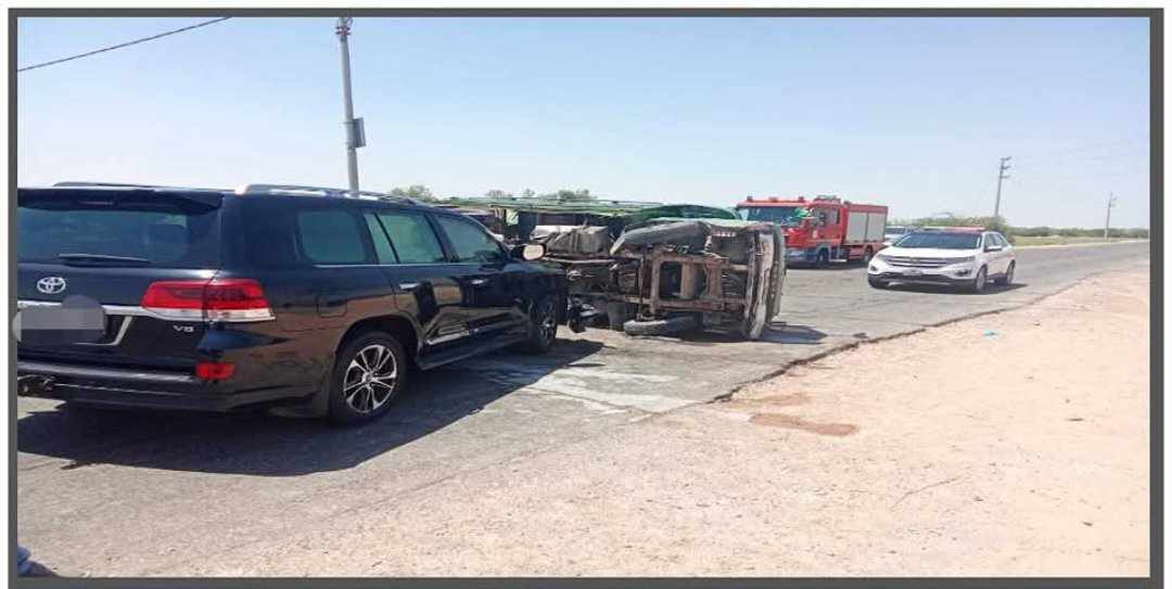 إغلاق كامل للطريق شارع بإتجاهين بعد مثلث السوداني وادي عربه نتيجة حادث تصادم بين مركبتين