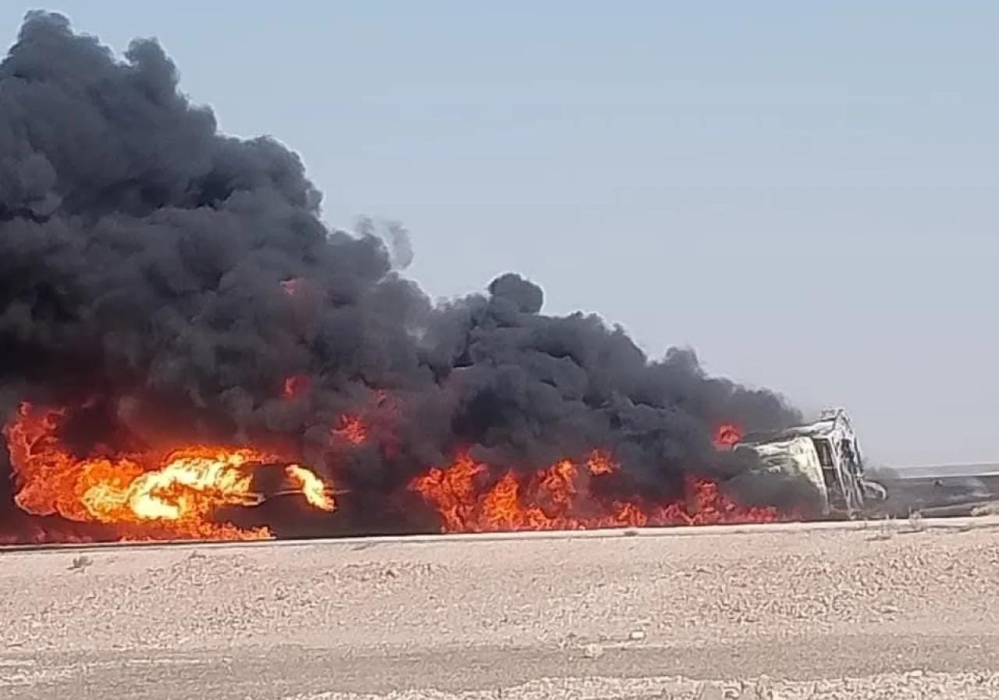 الأردن .. وفاة سائق في حادث تدهور واحتراق صهريج نفط بالجفر