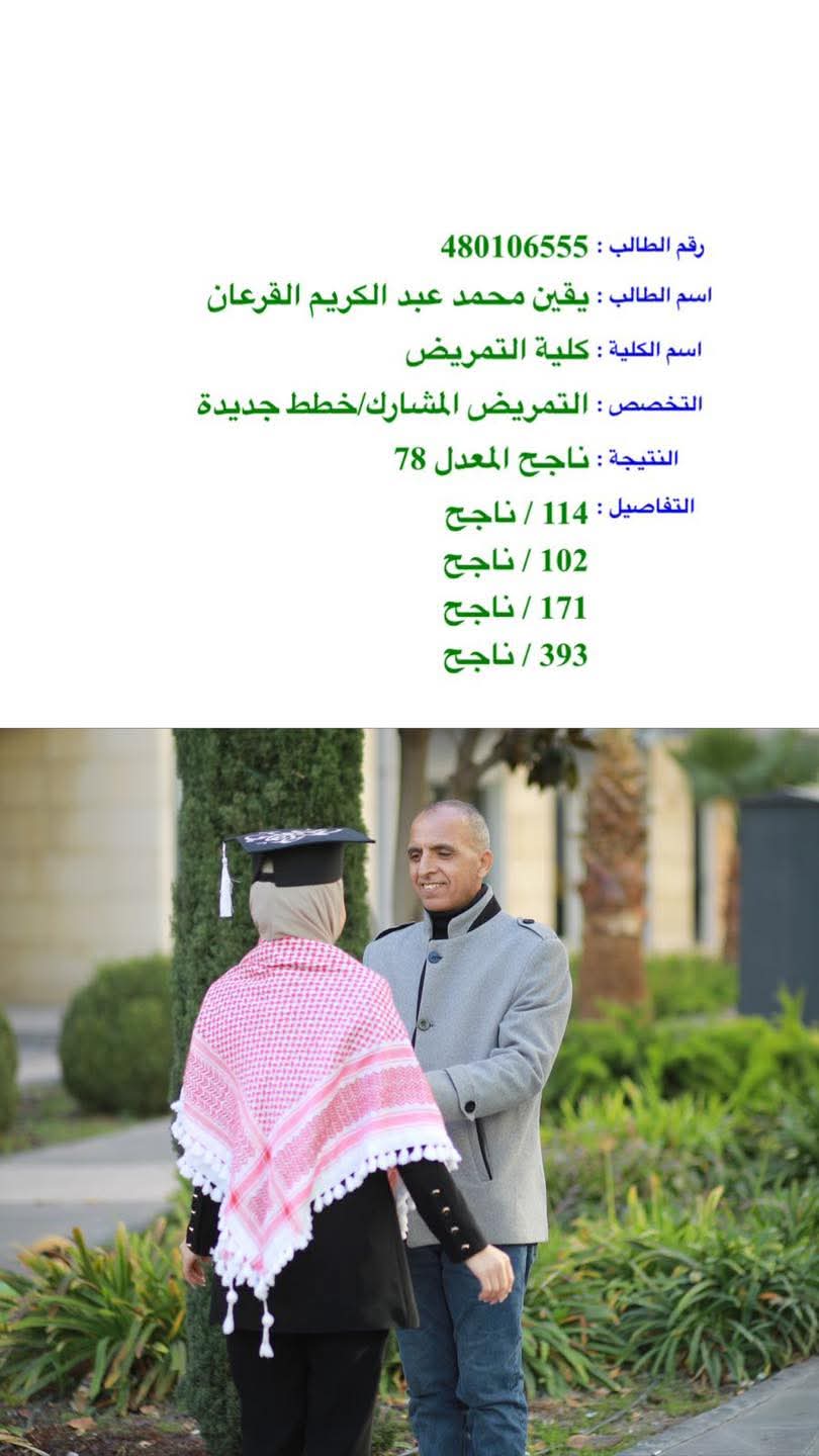 يقين القرعان تنال شهادة الشامل بنجاح
