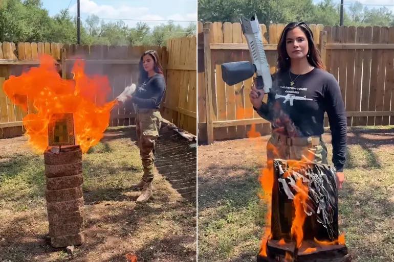 مرشحة لمجلس النواب الأمريكي تحرق القرآن الكريم