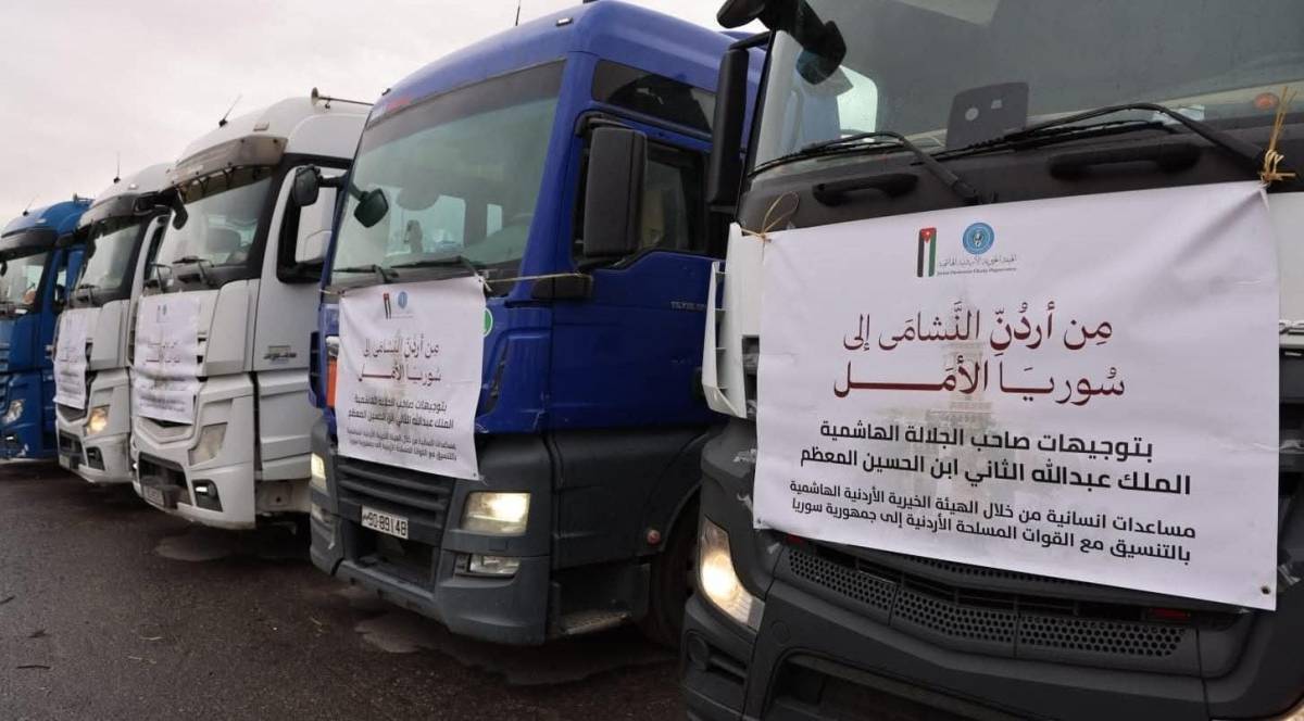 سورية تشكر الأردن على إرسال قافلة مساعدات إنسانية إلى السويداء ودرعا