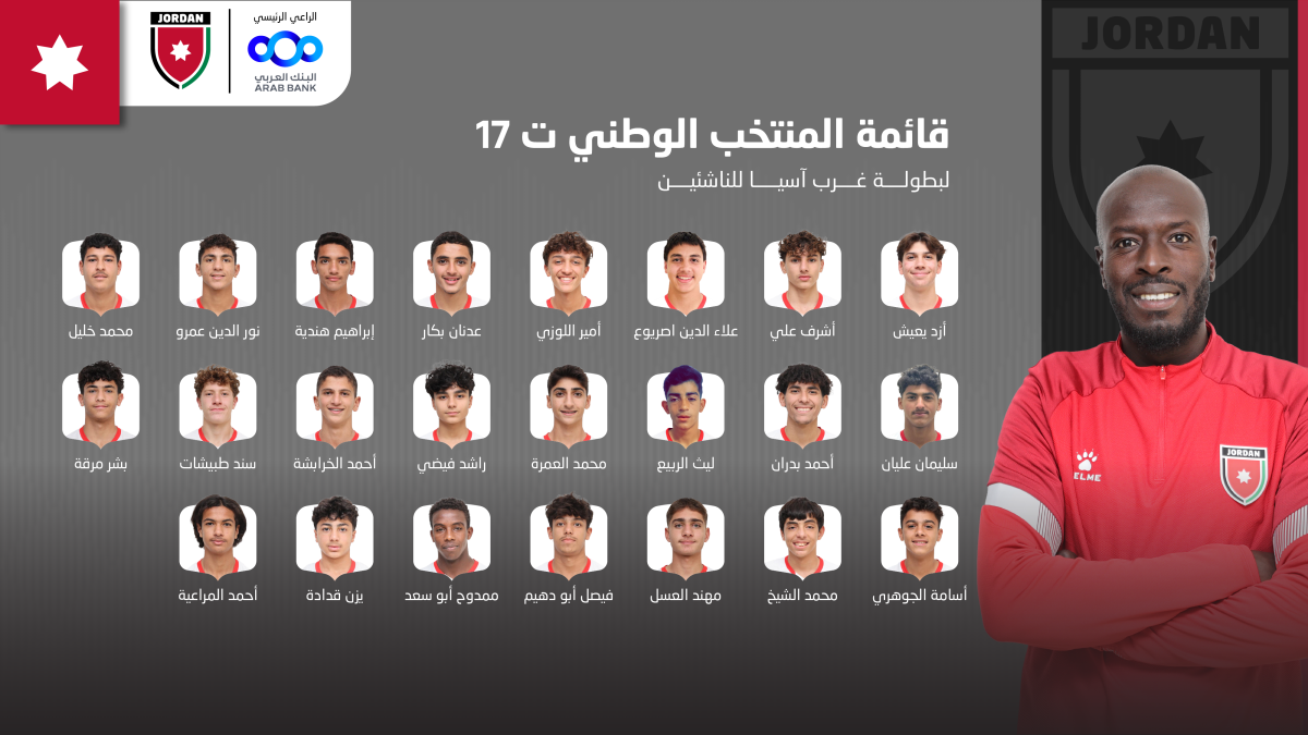 إعلان قائمة المنتخب الوطني تحت سن17 لبطولة غرب آسيا