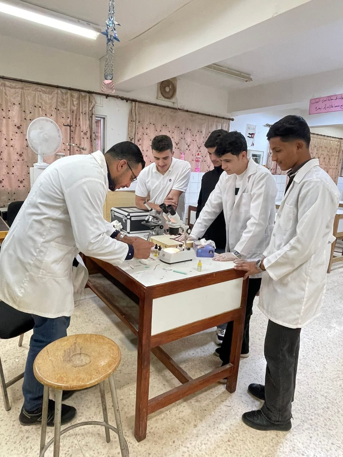 مدرسة لب الثانوية للبنين تنفذ حصة تطبيقية في الأحياء لتعزيز التعلم العملي لطلبة الفرع الصحي