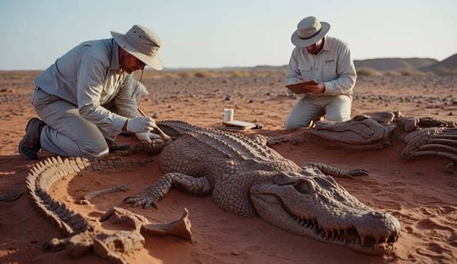 عمره 80 مليون عام.. تمساح طوله 4 أمتار في صحراء مصر