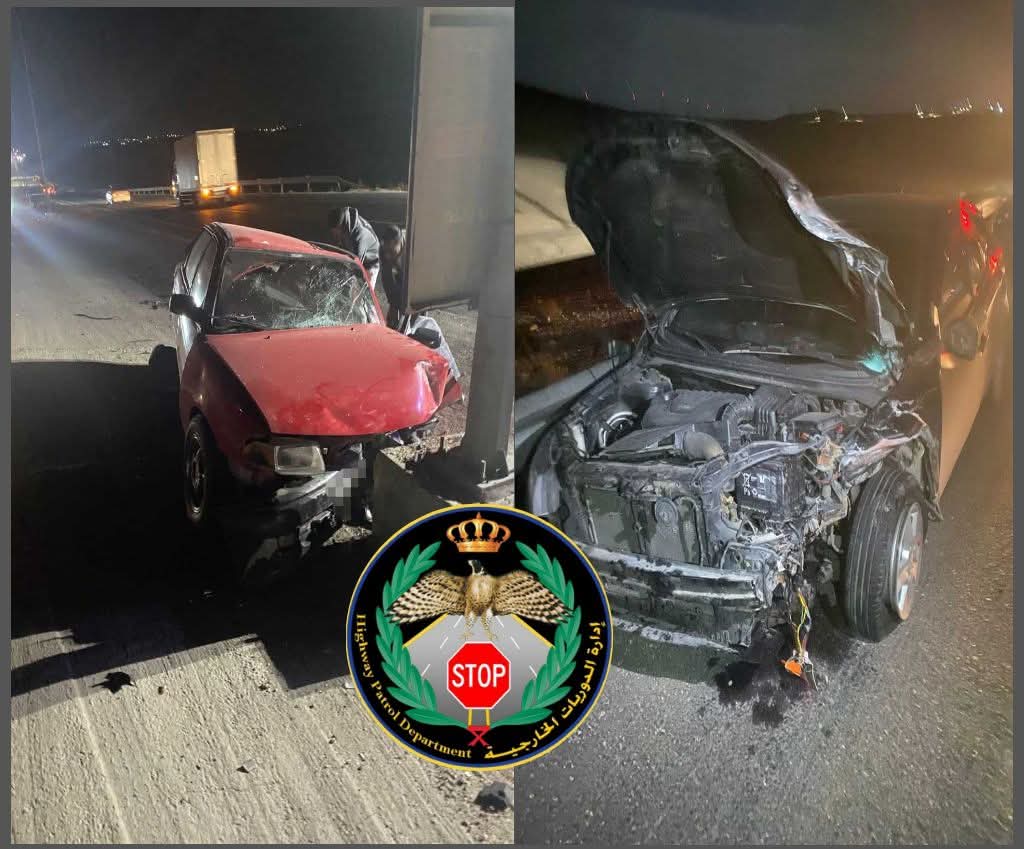 إصابتان بحادث تصادم على الطريق الصحراوي قرب مطبات ضبعة