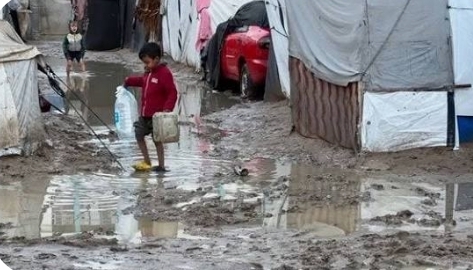 المنخفض الجوي يعمق الكارثة الإنسانية في قطاع غزة