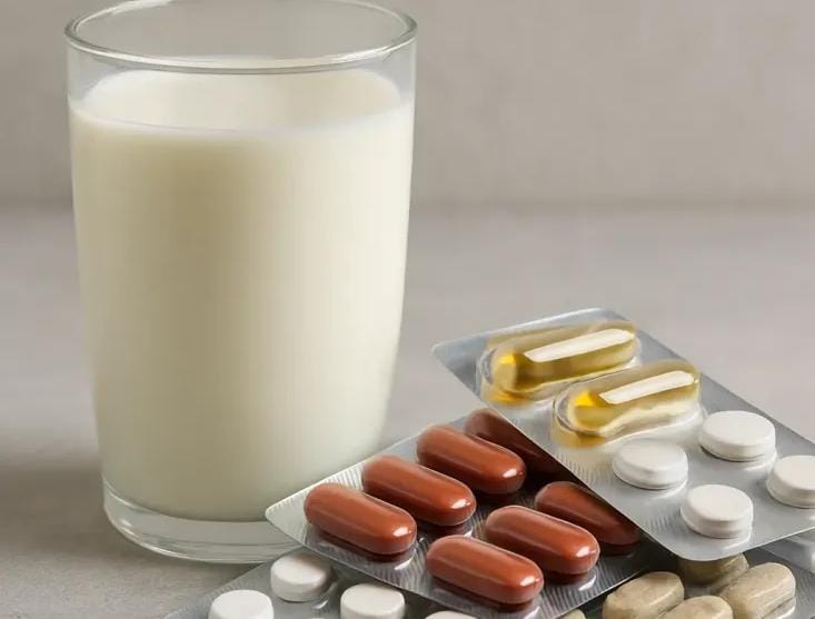 تقرير صحي يحذر: الحليب قد يضعف فعالية بعض الأدوية والمكملات الغذائية