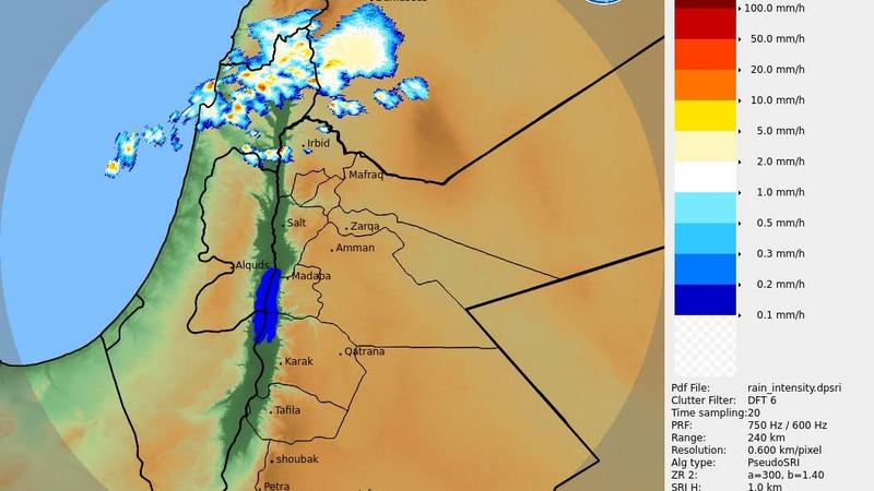 رادار الطقس يرصد أمطاراً متفرقة في شمال المملكة