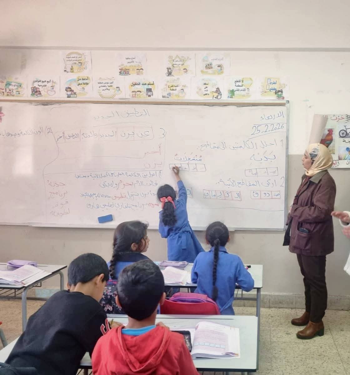 الخريشا تتفقد مدرسة زهرة المدائن الأساسية المختلطة _  المركز المسائي للسوريين